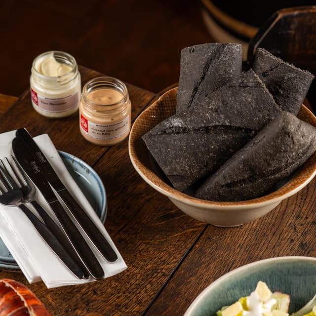 Black Beauty Baguette, Cocktail Sauce and Yuzu Mayonnaise