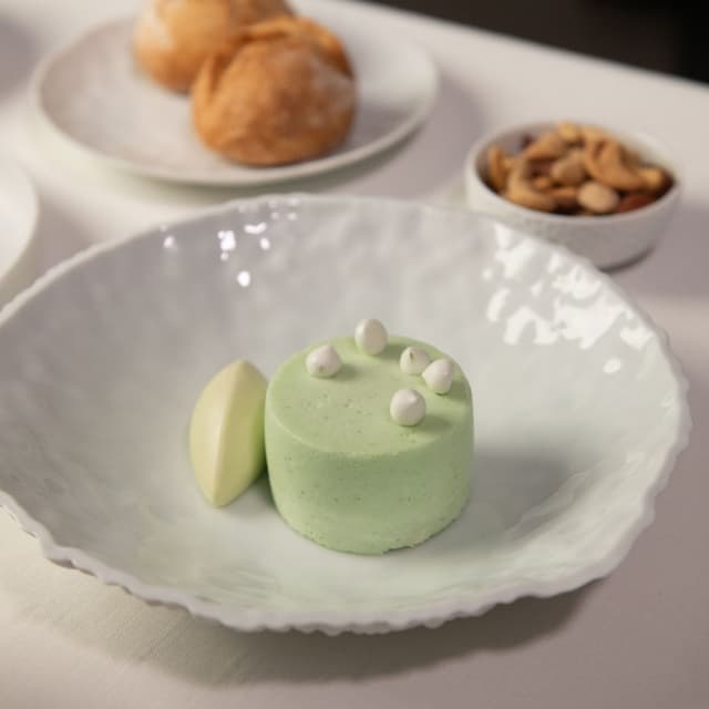 Green apple pie with sorrel parfait